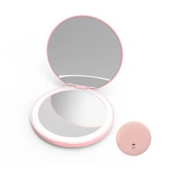 Travel Personalized Small LED Light Cosmetic 2 Side Folding Makeup Compact Pocket Mirror Women Luminous Effect Mini Mirror