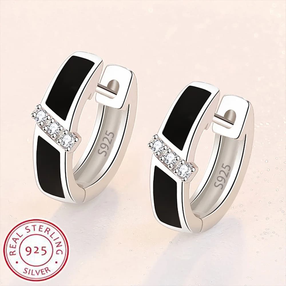 High-quality 925 Sterling Silver Earrings luxury 10mm Circle Zircon Hoop Earring for Grils Woman Wedding party Jewelry Gifts