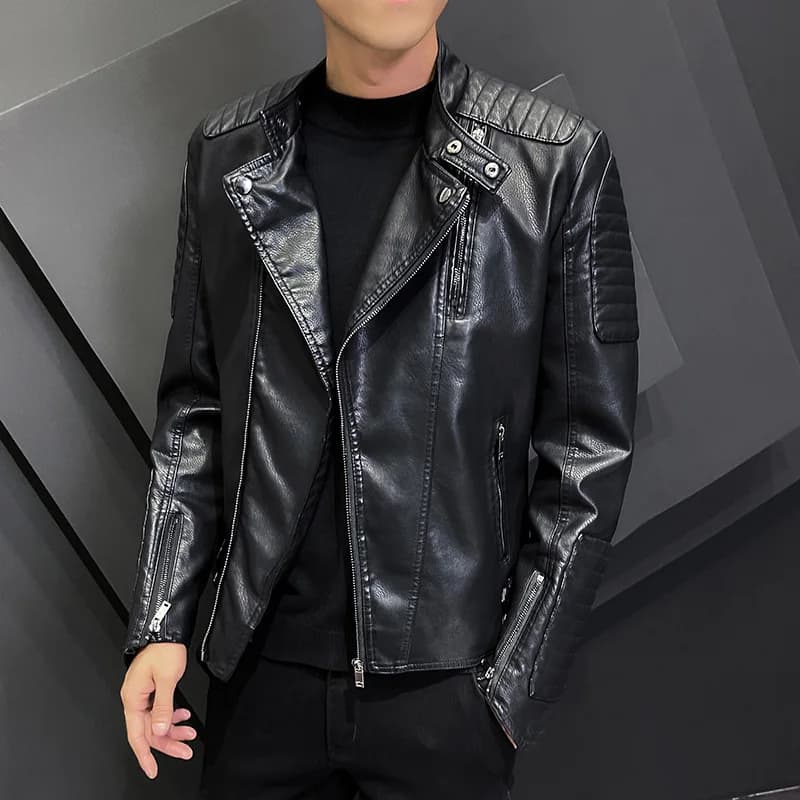 Suit Vintage Plus Velvet PU Leather Jacket Casual Blazer Men's Slim Fit Leather Jacket Streetwear Man Outerwear Leather Jackets