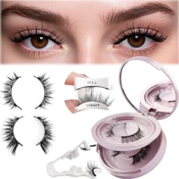 2 Pairs Magnetic Eyelash Natural Look Fluffy False Eyelashes Reusable Magnetic Eyelash Set with Applicator No Glue Need Makeup