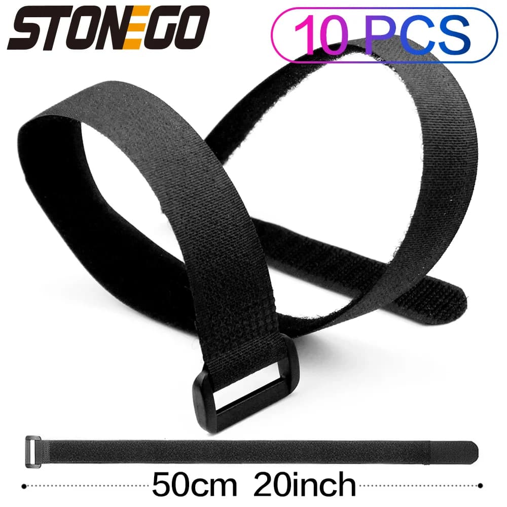 STONEGO 50cm Reusable Fastening Cable Organizer Cable Ties Set Includes Adjustable Multi-Purpose Hook and Loop Nylon Strap Ties