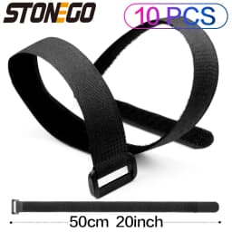 STONEGO 50cm Reusable Fastening Cable Organizer Cable Ties Set Includes Adjustable Multi-Purpose Hook and Loop Nylon Strap Ties