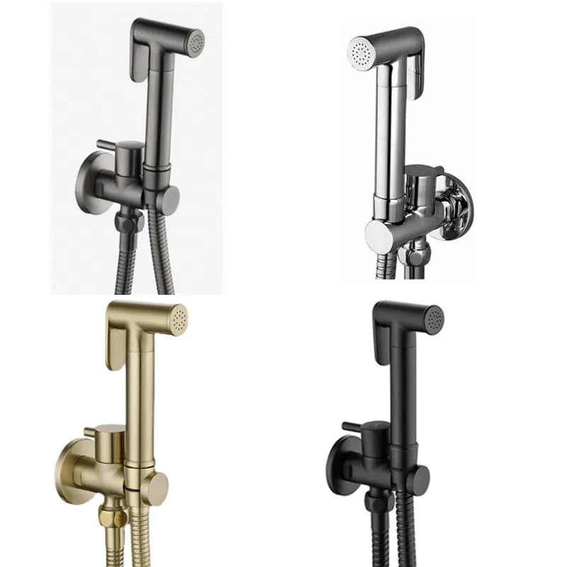Brass Hand held black Bidet Shower set Perforating Toilet Jet Cleaner Portable brushed gold and gray Bidet Shower Head BD01