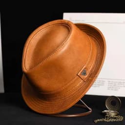 New Man High Quality Genuine Leather Cowhide Formal hat Gentleman Cow Skin Short Brim Black/Brown Top Hat Male Shows Gentleman