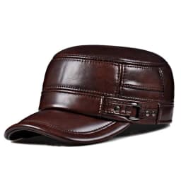 Winter Genuine Leather Cap Men's Flat Caps Military Hat Elegant Man Baseball Cap British Vintage Cowhide Ear Warm Hat