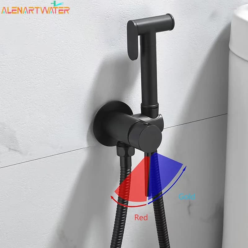Portable Bidet Sprayer Set Black Bidet Faucet Stainless Steel Toilet Faucet Hot Cold Water Mixer Bathroom Shower Head