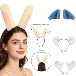 Y2K Cosplay Anime Chiikawa Usagi Momonga Rabbit Ear Headband Soft Hair Accessory Cute Fluffy Hair Hoop Women Girls Daily Party