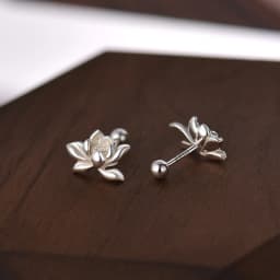 YILUOCD 925 Sterling Silver Lotu Flower Stud Earrings Vintage Tassel Flower Earrings for Women Cute Sweet Irregular Jewelry