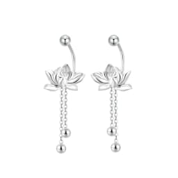 YILUOCD 925 Sterling Silver Lotu Flower Stud Earrings Vintage Tassel Flower Earrings for Women Cute Sweet Irregular Jewelry