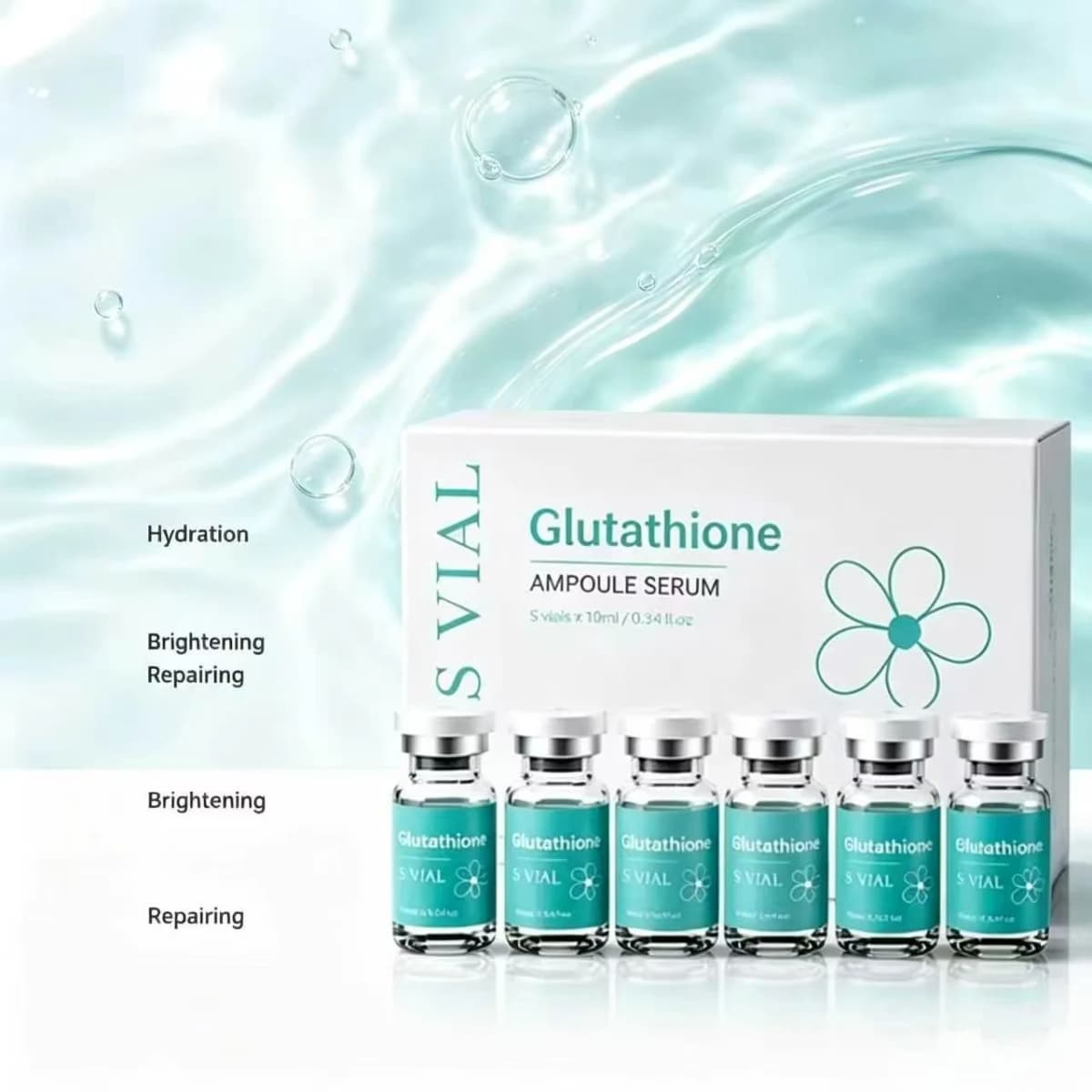 Anti-Wrinkle Pore-Refining Essence: Glutathione Radiance Ampoule Essence Intense Hydration for Skin Elasticity Glow