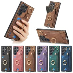 Luxury Leather Magnetic Shockproof Card Slot Case For Samsung Galaxy S25 S24 S23 S22 S21 Ultra + Plus FE Ring Stand Wallet Cover