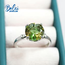 925 Sterling Silver Ring with Color Diaspore Zultanite Round 10mm Created Gemstone Fine Jewelry for Women Daily Wear Nice Gift