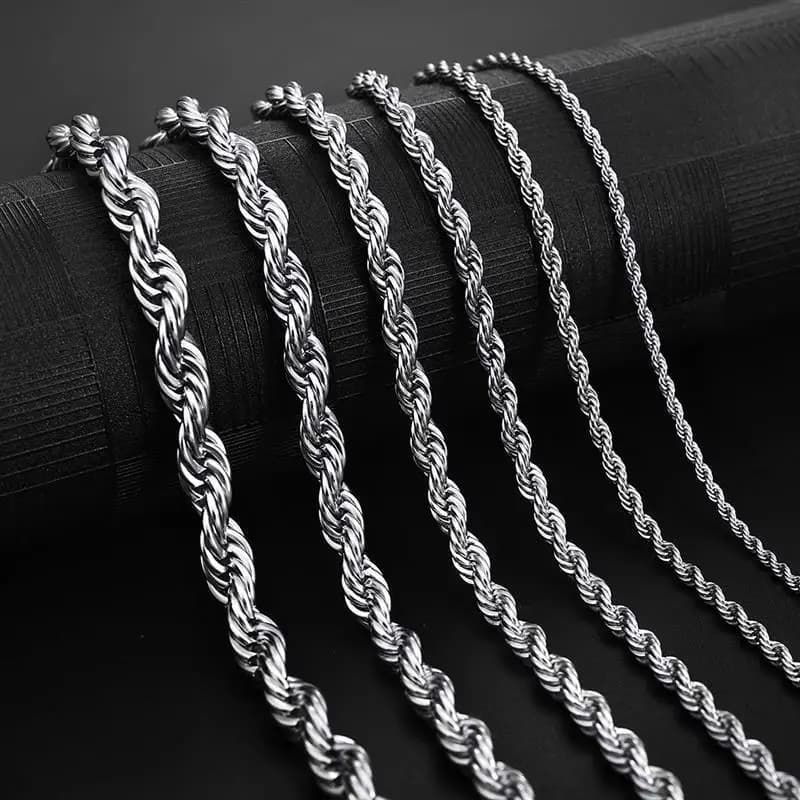 2-6MM Stainless Steel Necklace For Women Men Never Fade Waterproof Twisted Rope Chain Fashion Jewelry 16-30 inches