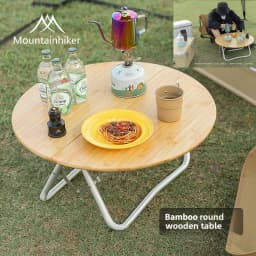 MOUNTAINHIKER Outdoor Camping Bamboo Folding Table, Portable Folding Table, Outdoor Dining Table, Picnic BBQ Table, Quick Storag