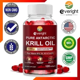 Antarctic Krill Oil 1200 mg with Omega-3 Supplement, EPA & DHA, Astaxanthin & Phospholipids for Heart, Joint, Brain Antioxidant