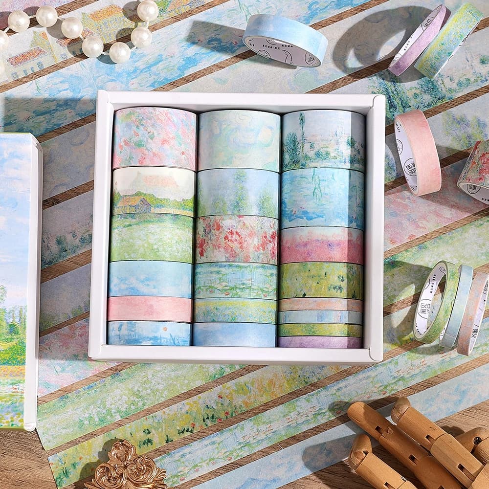 20 Rolls Vintage Garden Painting Washi Tape Set 2M(2.2 Yards) Long Masking Tapes For Scrapbooking Journaling Planner Notebook