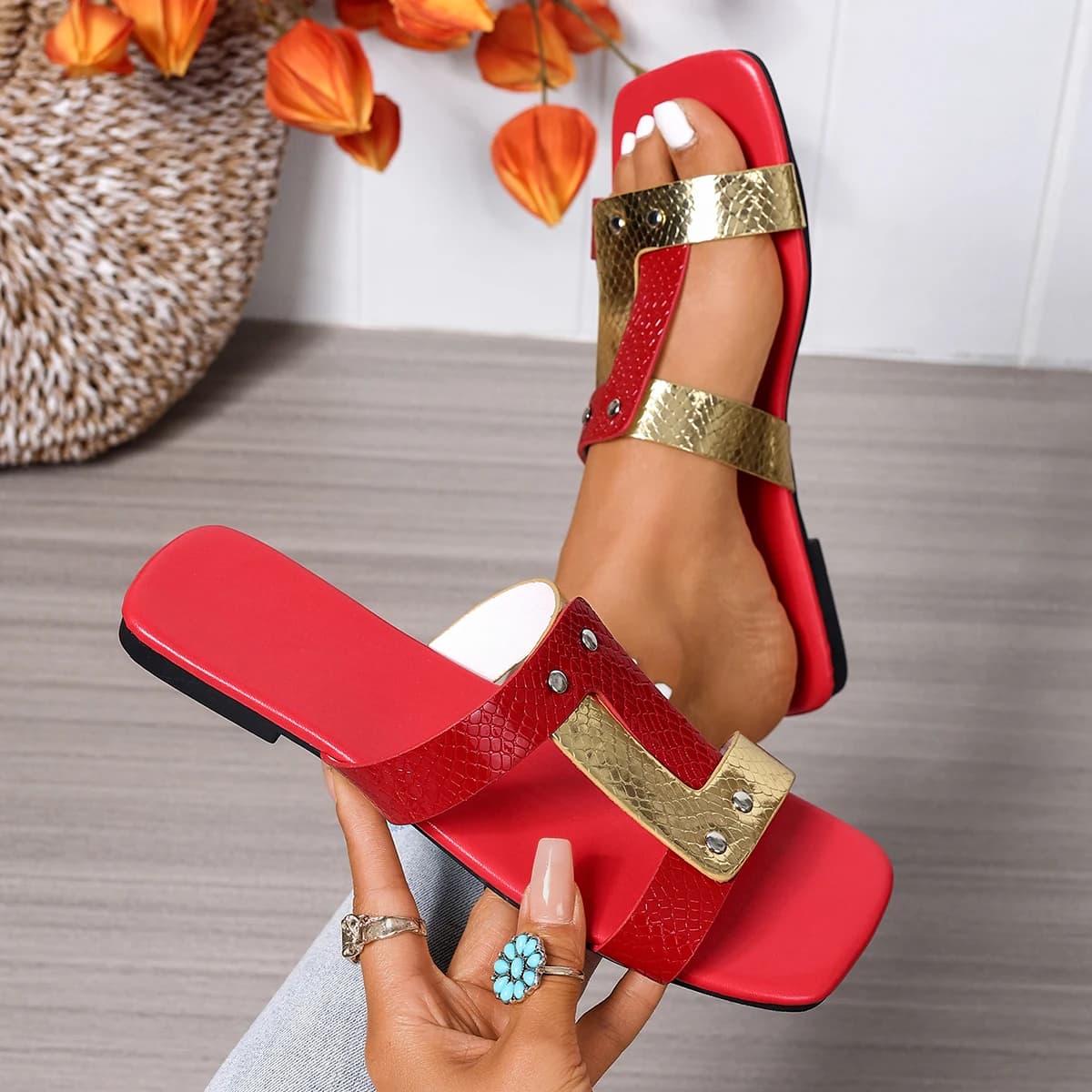 Summer New Style Large Size Outdoor Slippers, Square-headed, Comfortable, Casual, Fashionable, Lightweight, Women's