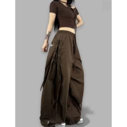 American Streetwear Jogging Cargo Pants Women High Waist Side Straps Loose Punk Wide Leg Trousers Fashion Hip Hop Parachute Pant