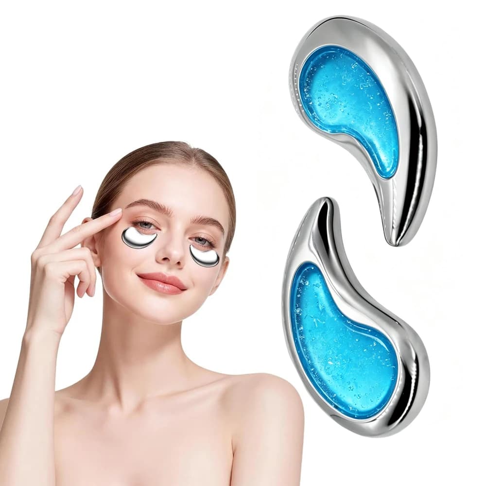 Stainless Steel Under Eye Cooling Pads Unbreakable Moon Shaped Eye Mask for Puffy Eyes Cold Hot Compress Reusable Eye Packs