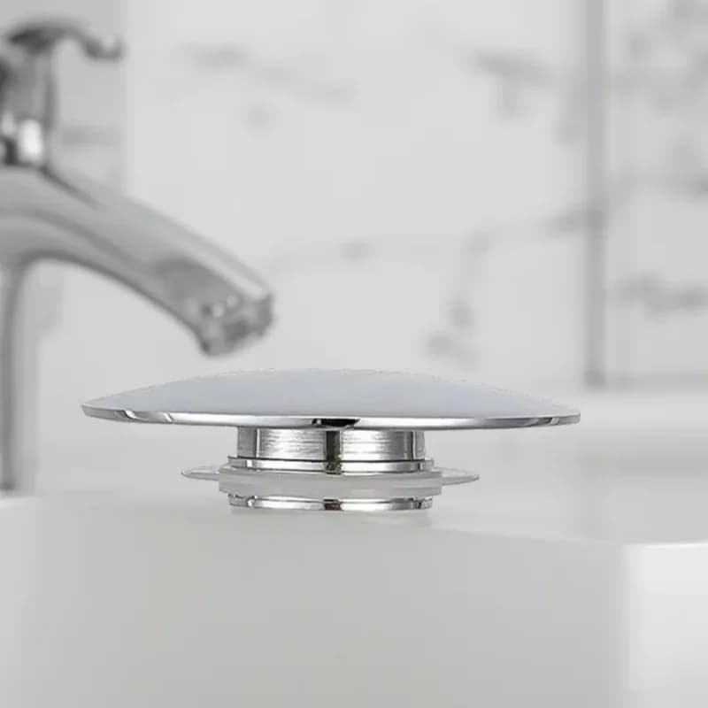 Silver Chrome Basin Waste Sink Plug 66mm PopUp Cap Click Clack Push Button Replacement Part for Bathroom Sink Drain Stopper