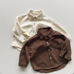 2026 Autumn New Children Long Sleeve Shirts Solid Color Tops Toddler Boys Girls Cotton Clothes Kids Turn-down Collar Shirts