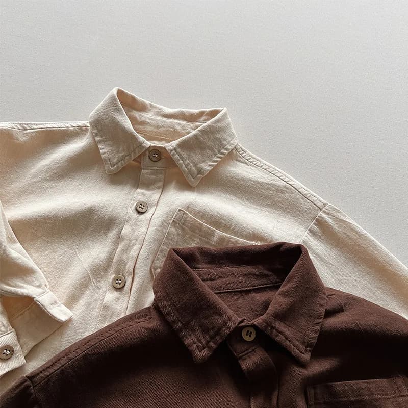 2026 Autumn New Children Long Sleeve Shirts Solid Color Tops Toddler Boys Girls Cotton Clothes Kids Turn-down Collar Shirts