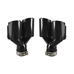 Car Carbon Fiber Glossy Muffler Tip Y Shape Double Exit Exhaust Pipe Mufflers Nozzle Decoration Universal Stainless Black
