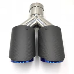 1Piece AK Dual Exhaust Tip Glossy Carbon Fiber Black Pipe Double Exhaust Tail End Pipe Exhaust Muffler Tip for Universal
