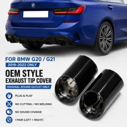 For BMW 3 Series G20 G21 2019-2022 320i 320d 330i 330e OEM Style Exhaust Tip Cover Tailpipe Trim Round Outlet