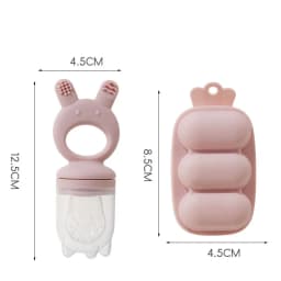 2pcs/set Baby Cartoon Food Feeder BPA Free Silicone Toddlers Hand Ring Food Supplement Storage Container Ice Cream Grid Mold