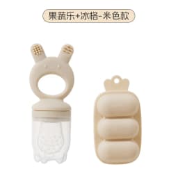 2pcs/set Baby Cartoon Food Feeder BPA Free Silicone Toddlers Hand Ring Food Supplement Storage Container Ice Cream Grid Mold
