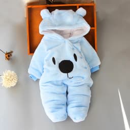 Baby Hooded Footie Romper Snap Up Fleece Snowsuit with Headband Foot Cover Jumpsuit Winter Cute Pattern Jumpsuit Outwear