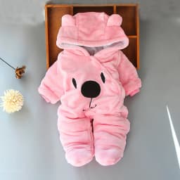 Baby Hooded Footie Romper Snap Up Fleece Snowsuit with Headband Foot Cover Jumpsuit Winter Cute Pattern Jumpsuit Outwear