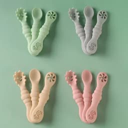 3PCS Silicone Spoon Fork For Baby Utensils Set Feeding Food Toddler Learn To Eat Training Soft Fork Cutlery Children's Tableware