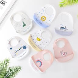 Waterproof Baby Bibs For Baby Kid Soft Silicone Feeding Bib Summer Baby Stuff Feeding Cartoon Print Girl Boy Bibs Burp Cloths