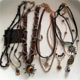 Vintage Leather Brown Stone Sun Pendant Beaded Choker Clavicle Chain Necklace For Women Unique Y2K Personalized Grunge Jewelry
