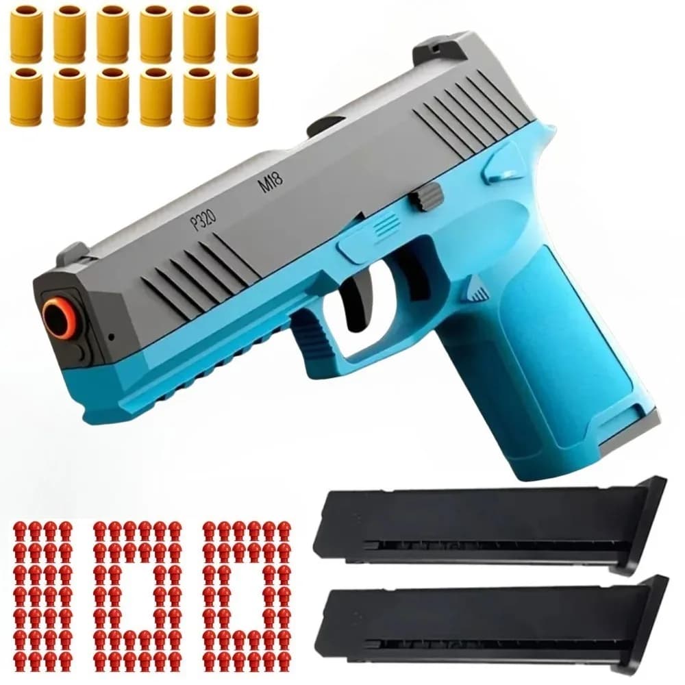 P320 Shell Throwing Continuous Firing Blowback Soft Bullet Toy Gun Outdoor Sport Shooting Game Christmas Gift