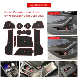Smabee for VW Volkswagen Jetta 2019-2026 Center Anti-Slip Gate Slot Mat Door Groove Pad Cup Holder Liner Rubber Car Accessories