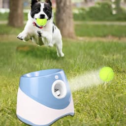 Dog Toy Interactive Automatic Ball Launcher with 6 Tennis Balls Outdoor Thrower Fetch Machine Ball Launcher for Dog USB Charging
