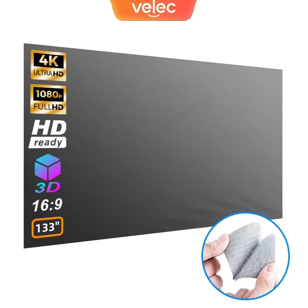 Universal Projector Screen 80/100/120 Inches Portable Foldable Stand Wrinkle-Free Quick Setup for Home Outdoor Movie Accessories