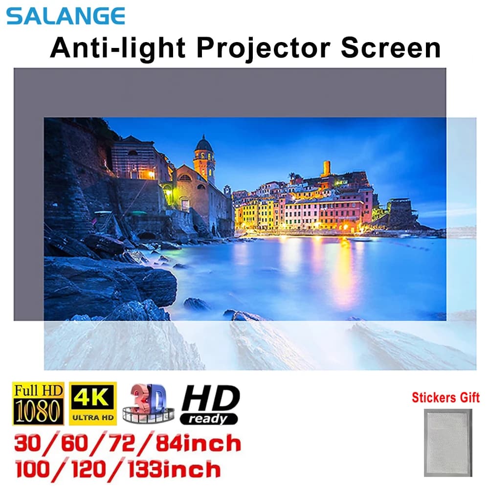 Salange High-definition Brighten Projector Screen Home Projection Curtains Screen Folding Reflective Cloth Home Theater Screen