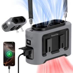 Socool 14500mAh Portable Waist Fan Dual Airflow Outlet Turbo Motors with Four Clips Emergency Flashlight Power Bank for Outdoor