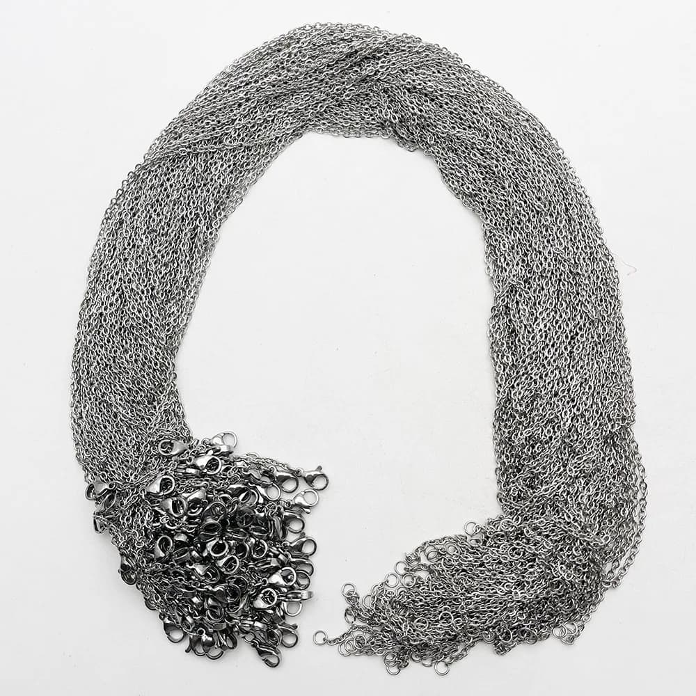 100pc 2MM jewelry stainless steel cords chain good Necklace lanyard pendant clasp lobster clasp 45cm 50cm fashion Wholesale