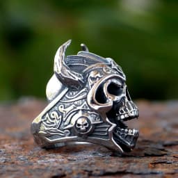 2024 Cool 316L Stainless Steel Viking Warrior Skull Rings Mens Punk Nordic God of War Biker Jewelry Gift for Him
