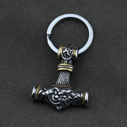 Norse Thor's Hammer Anchor Keychain Men Stainless Steel Viking Keyring Amulet Mjolnir Never Fade Charm Male Jewelry