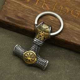 Norse Thor's Hammer Anchor Keychain Men Stainless Steel Viking Keyring Amulet Mjolnir Never Fade Charm Male Jewelry