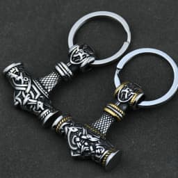 Norse Thor's Hammer Anchor Keychain Men Stainless Steel Viking Keyring Amulet Mjolnir Never Fade Charm Male Jewelry