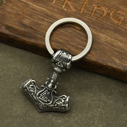 Norse Thor's Hammer Anchor Keychain Men Stainless Steel Viking Keyring Amulet Mjolnir Never Fade Charm Male Jewelry