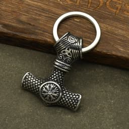 Norse Thor's Hammer Anchor Keychain Men Stainless Steel Viking Keyring Amulet Mjolnir Never Fade Charm Male Jewelry