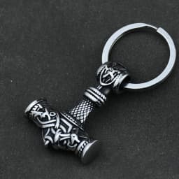 Norse Thor's Hammer Anchor Keychain Men Stainless Steel Viking Keyring Amulet Mjolnir Never Fade Charm Male Jewelry